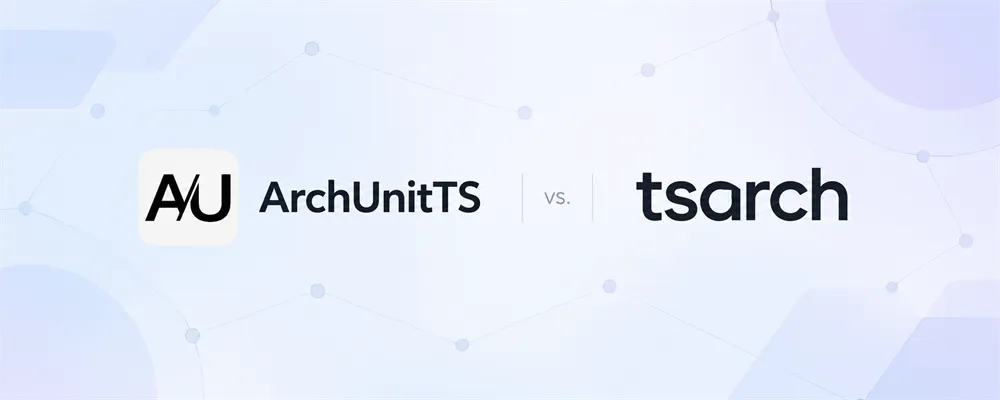 ArchUnitTS and tsarch on a subtle dependency-graph background